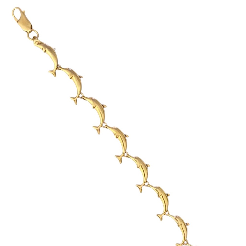 14K Gold Dolphin Link Bracelet - Picture 5 of 6